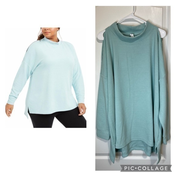 Ideology Sweatshirt Ribbed Mock Neck Cold Shoulder size 3X - Picture 1 of 15
